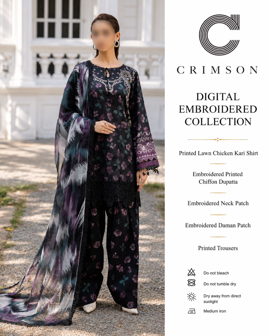 Crimson Embroidered Digital Collection – Premium Designer Lawn Suit