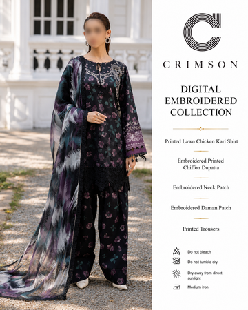Crimson Embroidered Digital Collection – Premium Designer Lawn Suit