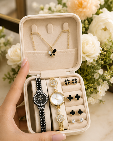 Women's 2 In 1 Diamond Stone Watch Set – Stylish Gift Box