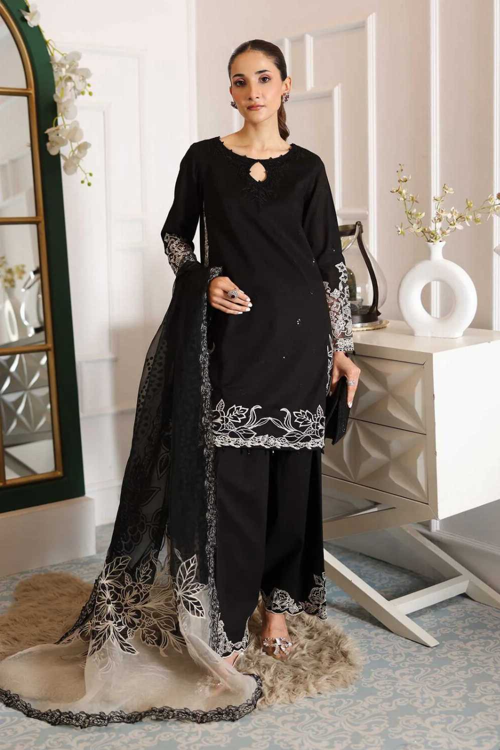 Luxury Chiffon Unstitched 3PCS – Elegant Women's Formal Wear